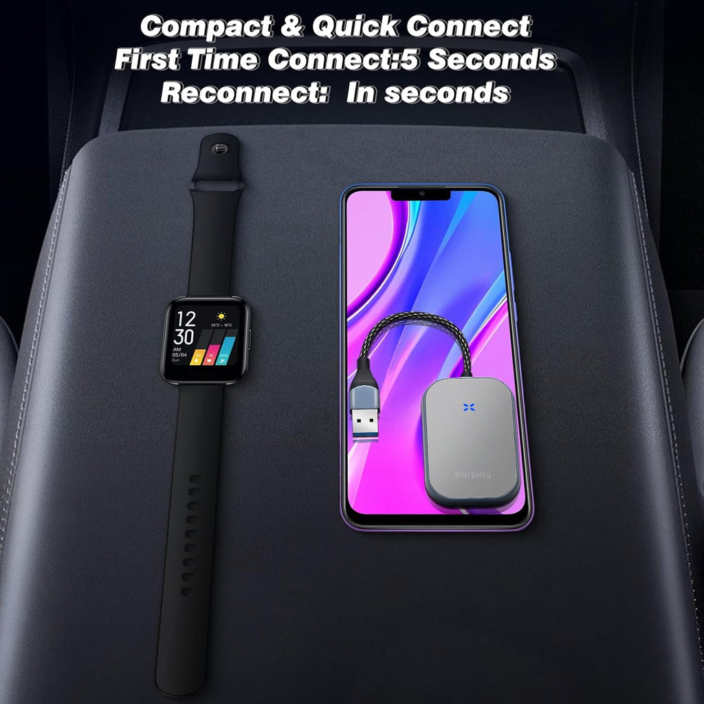 Wireless Carplay, Convert Wired to Wireless Carplay Dongle, Plug & Play USB Adapter for Cars, Seamless Control Adapter for Ios 10+ (Black)