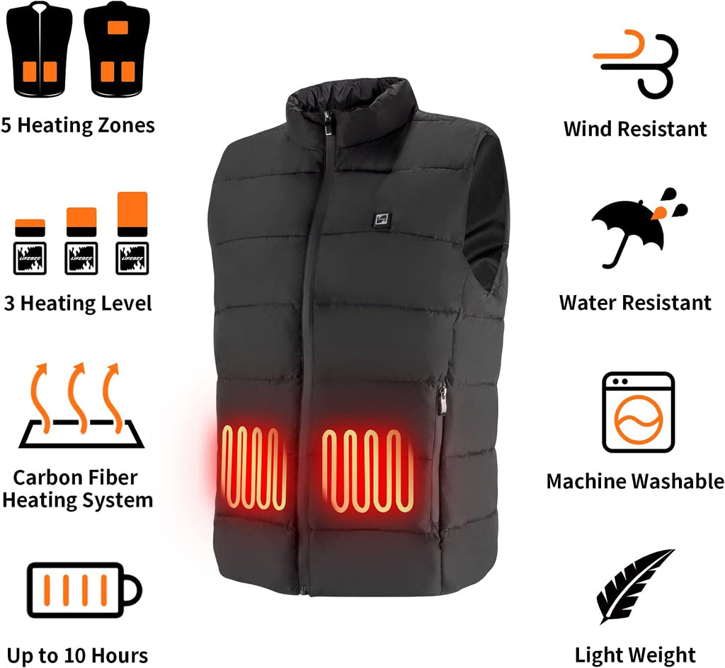 Heated Jacket for Men Women Electric Warm Heating Vest for Hunting Skiing (No Power Bank)