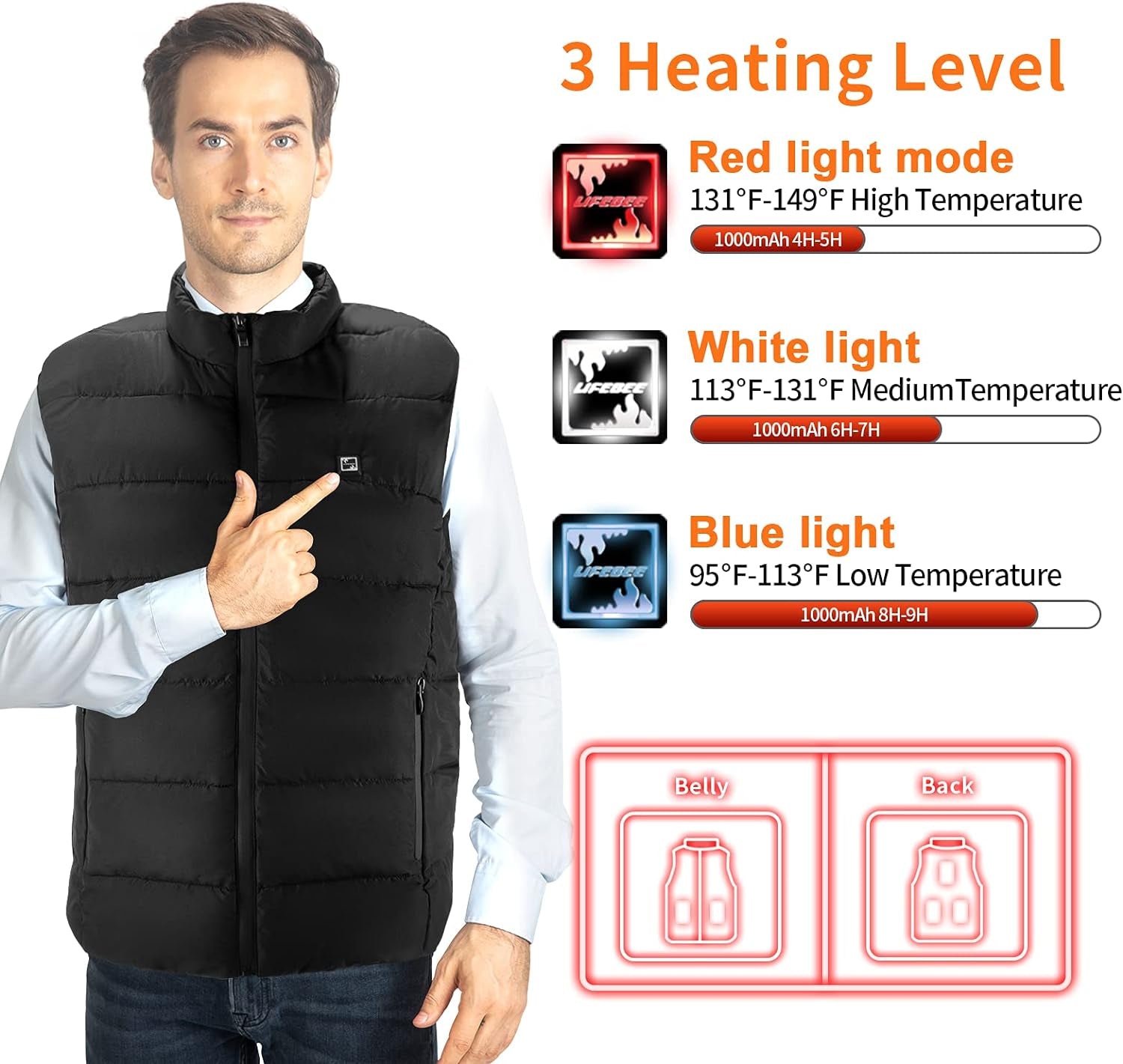 Heated Jacket for Men Women Electric Warm Heating Vest for Hunting Skiing (No Power Bank)