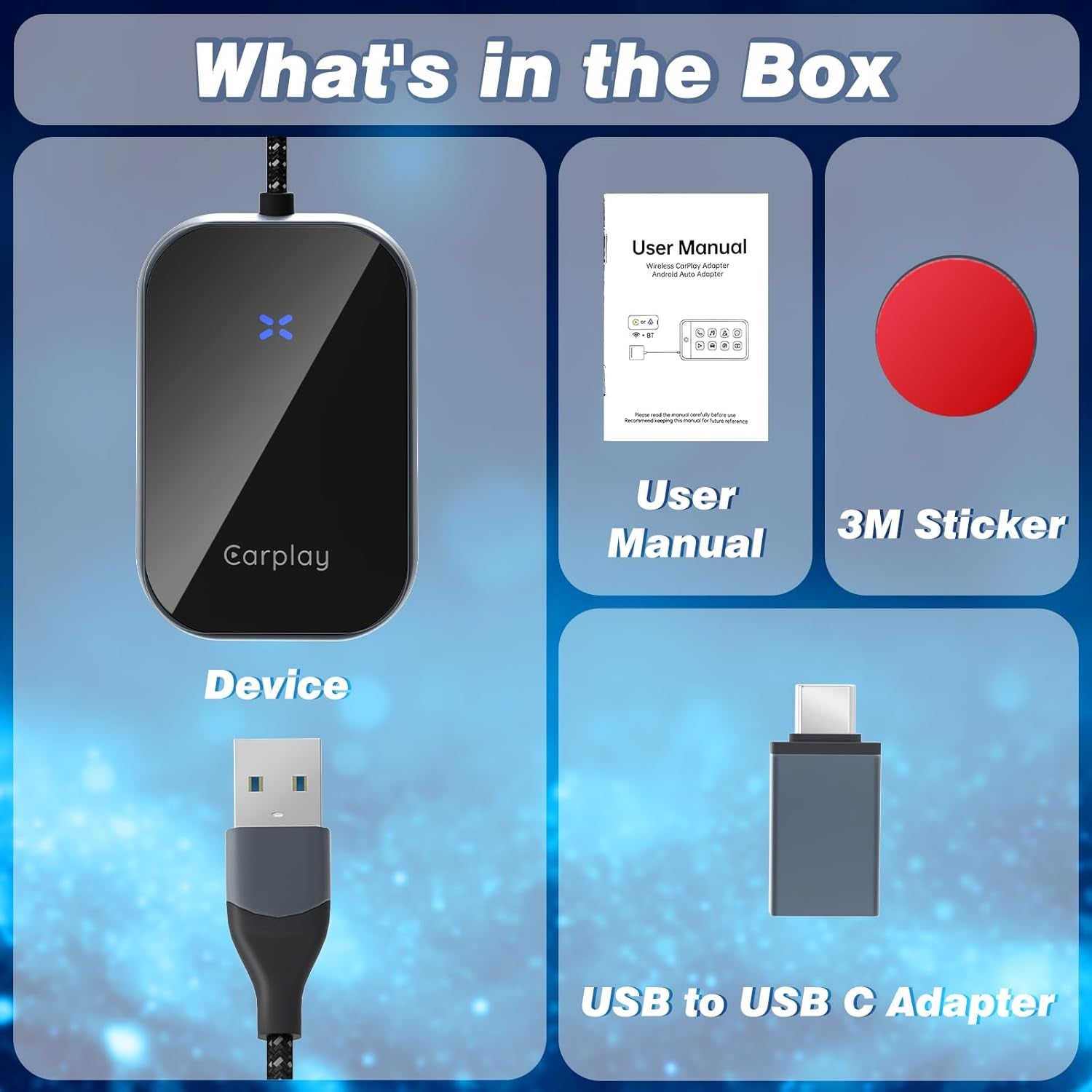 Wireless Carplay, Convert Wired to Wireless Carplay Dongle, Plug & Play USB Adapter for Cars, Seamless Control Adapter for Ios 10+ (Black)